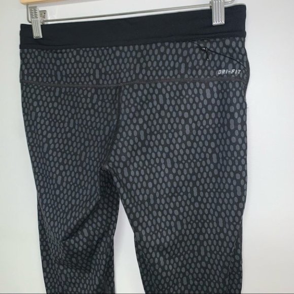 Nike Relay ‎ Leggings Run Fast Live Fearless Cropped Black Grey Polka Dot Size M - Picture 7 of 10